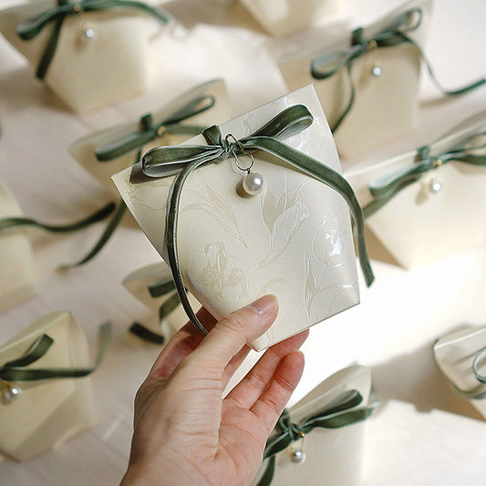 Wedding Party Favors Box with Ribbons and Beads