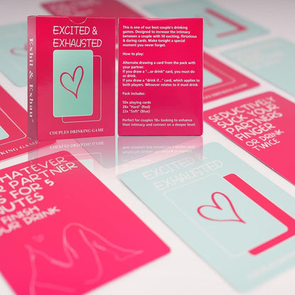 Sex Couples Drinking Game Cards for Adults - Excited & Exhausted