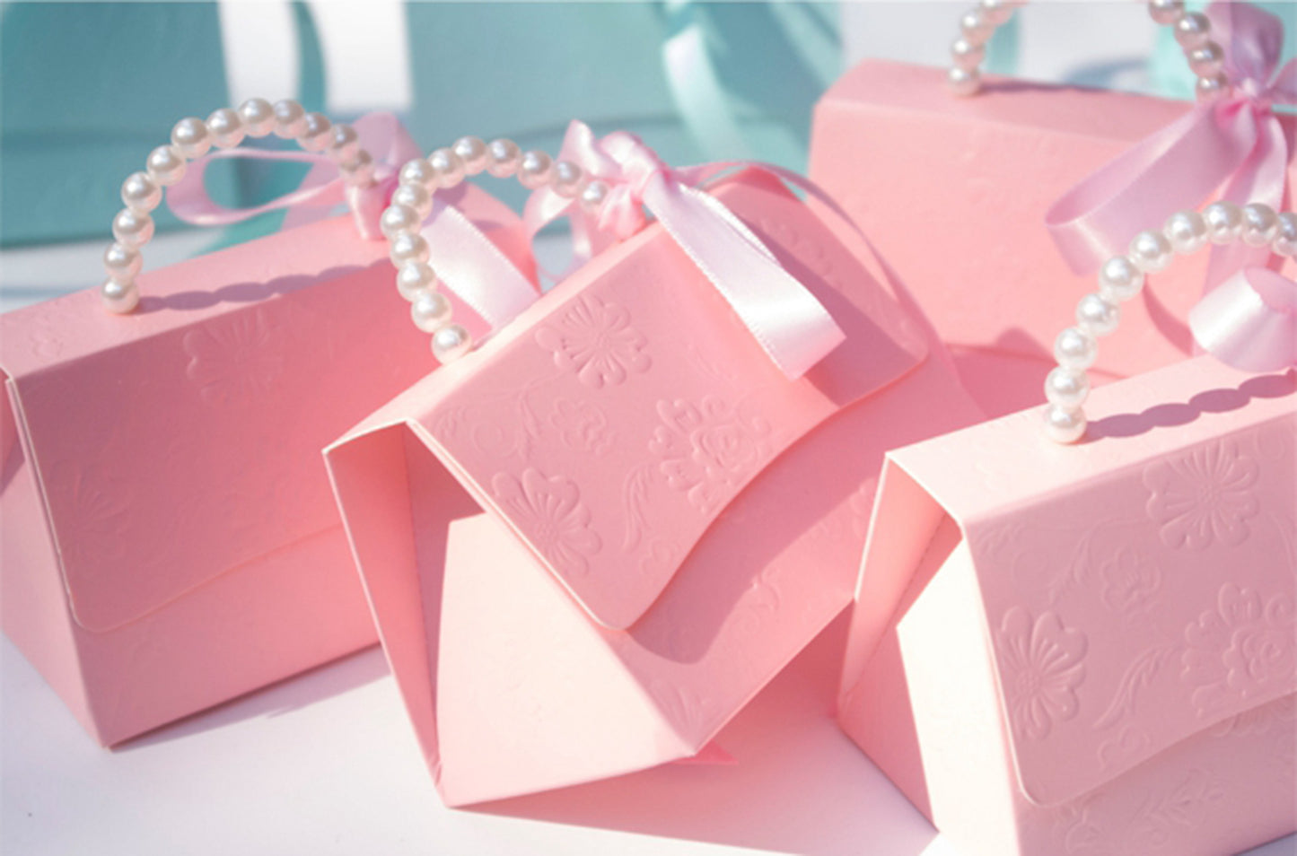 Handbag Shaped Pink Party Wedding Favors Box for Guest