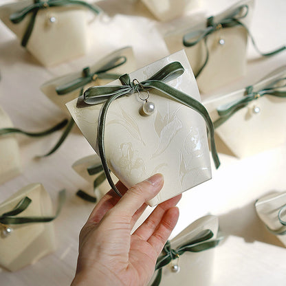 Wedding Party Favors Box with Ribbons and Beads
