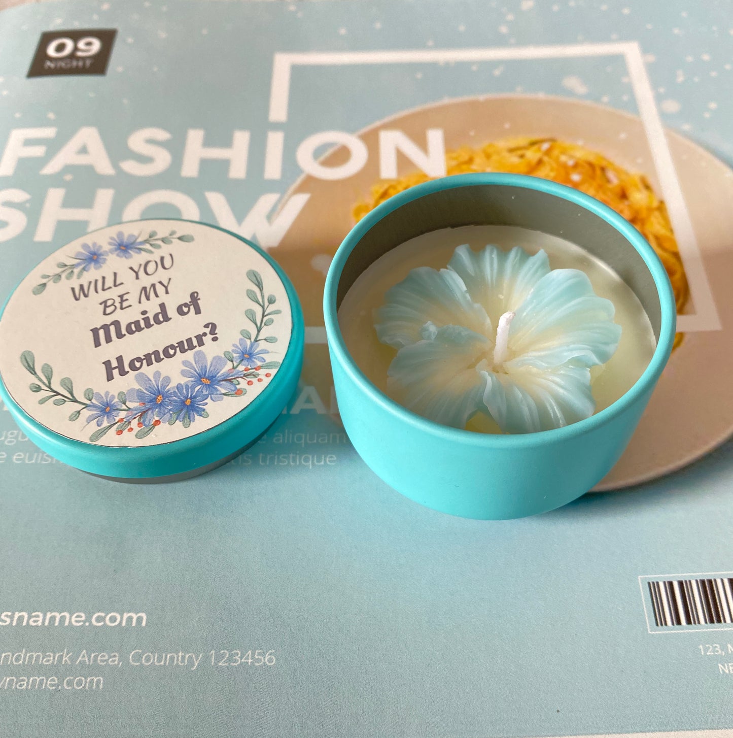 Custom Flower Tin Candle Gift For Wedding,Bridesmaid Gift Ideas,Bridal Shower Gift,Party Favors Tea Light Candle