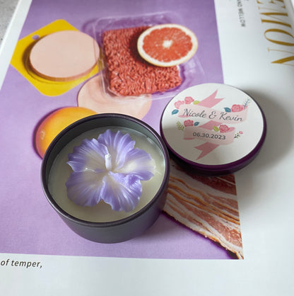 Custom Flower Tin Candle Gift For Wedding,Bridesmaid Gift Ideas,Bridal Shower Gift,Party Favors Tea Light Candle