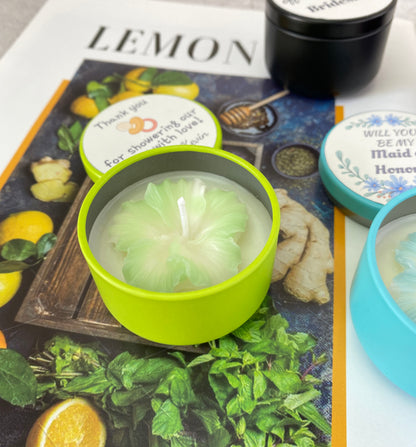 Custom Flower Tin Candle Gift For Wedding,Bridesmaid Gift Ideas,Bridal Shower Gift,Party Favors Tea Light Candle